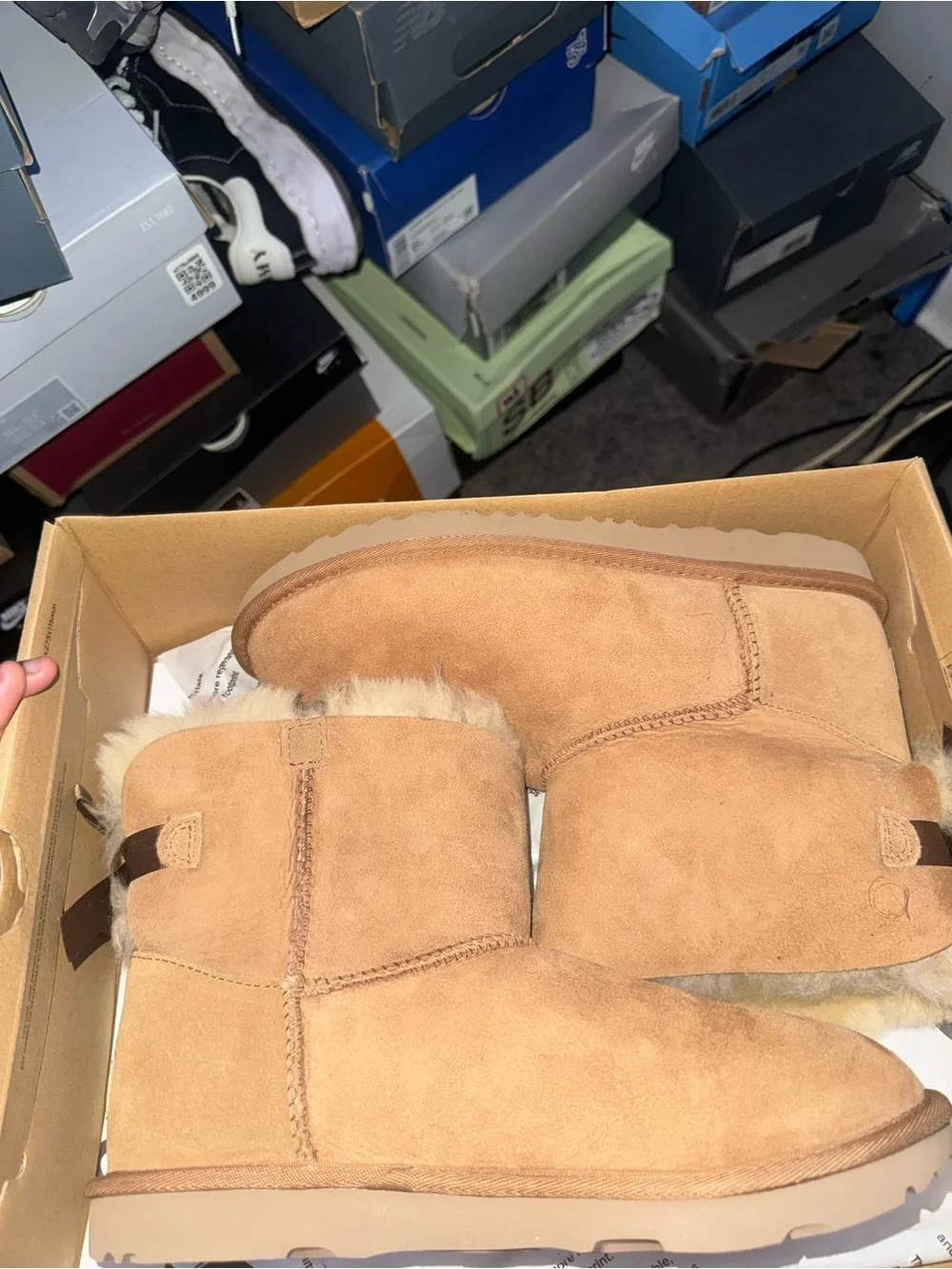 UGG Chestnut Suede Short Bow-Back Boots
